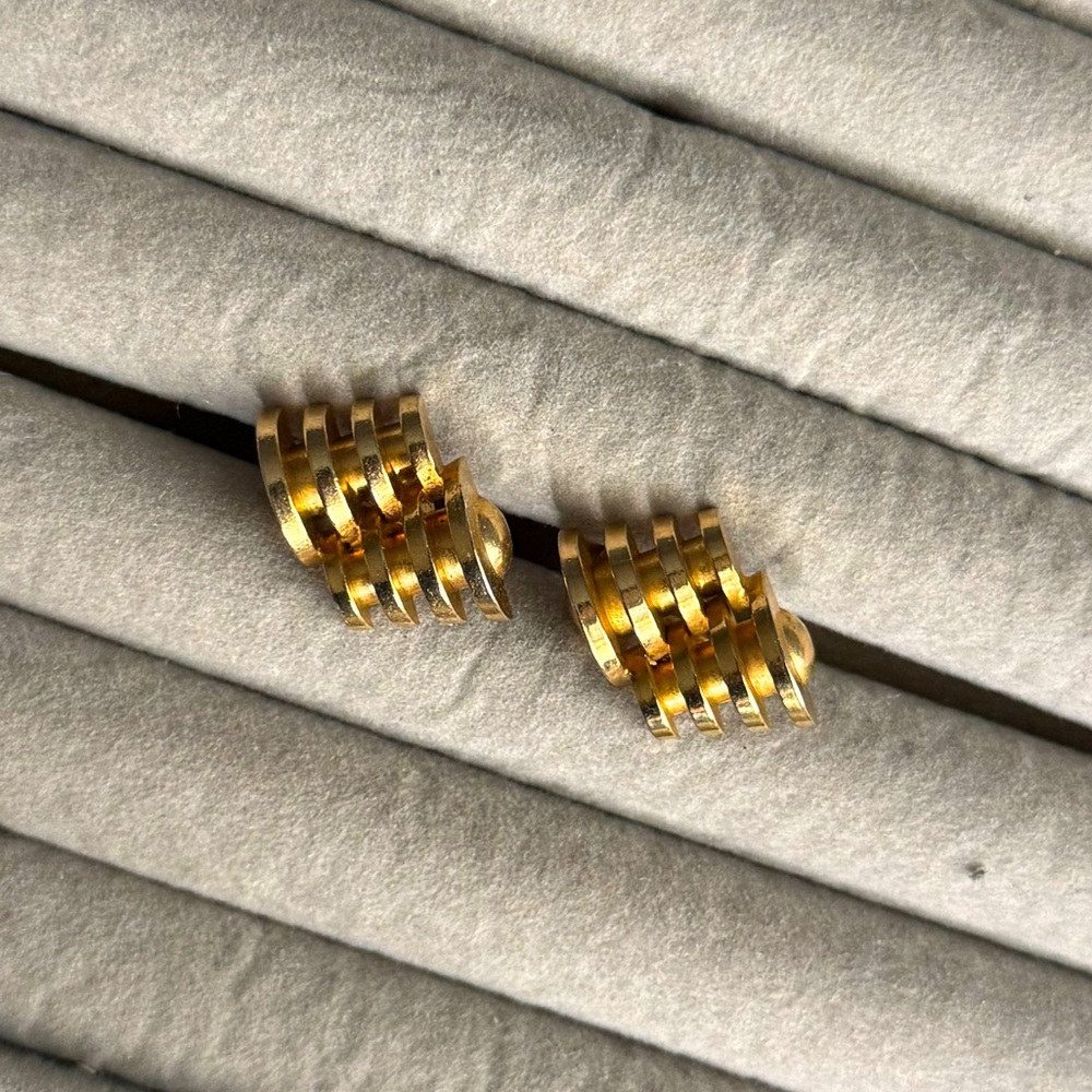 Gold-Tone Multi-Band Wave Clip-On Earrings